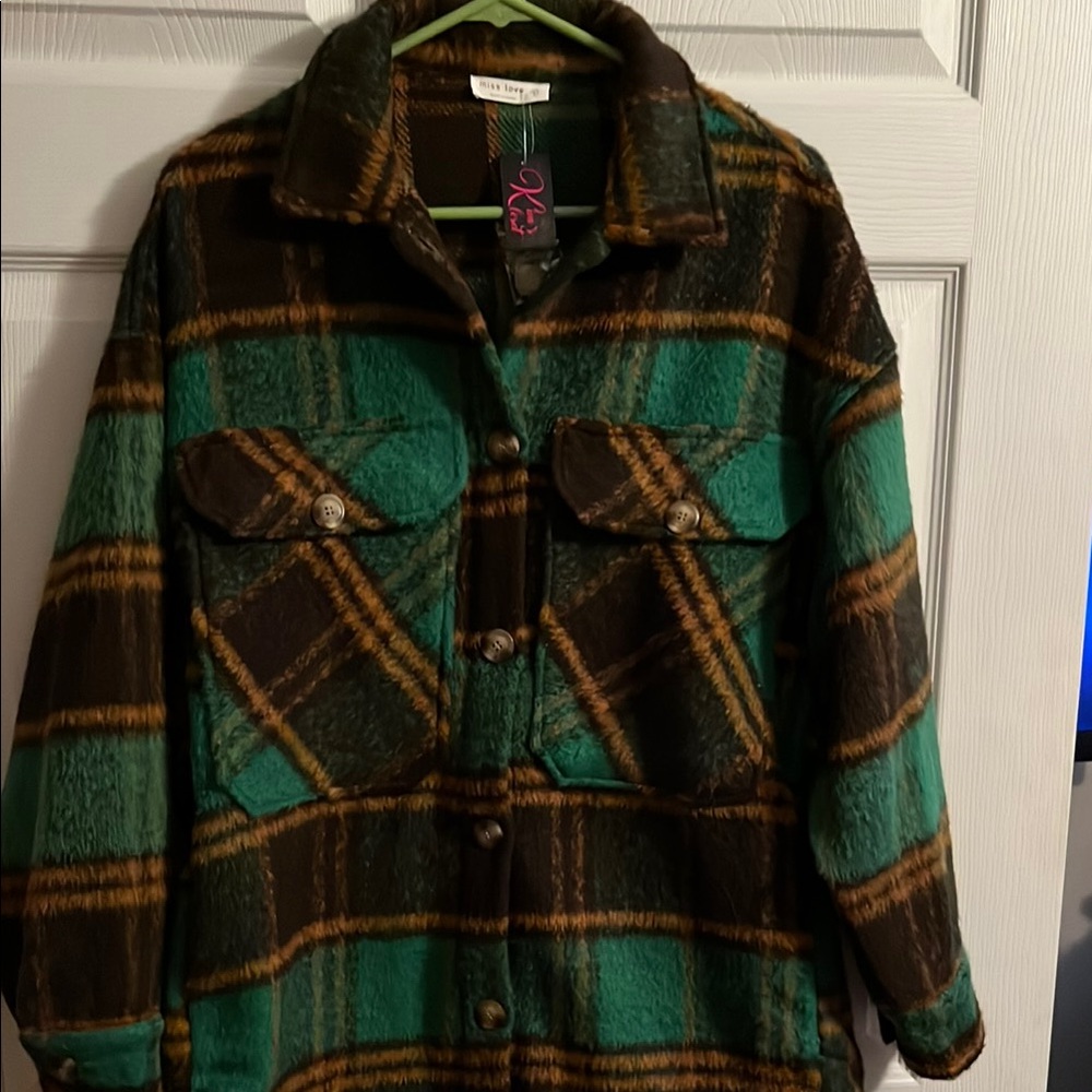 Plaid Green and Brown Women's Jacket